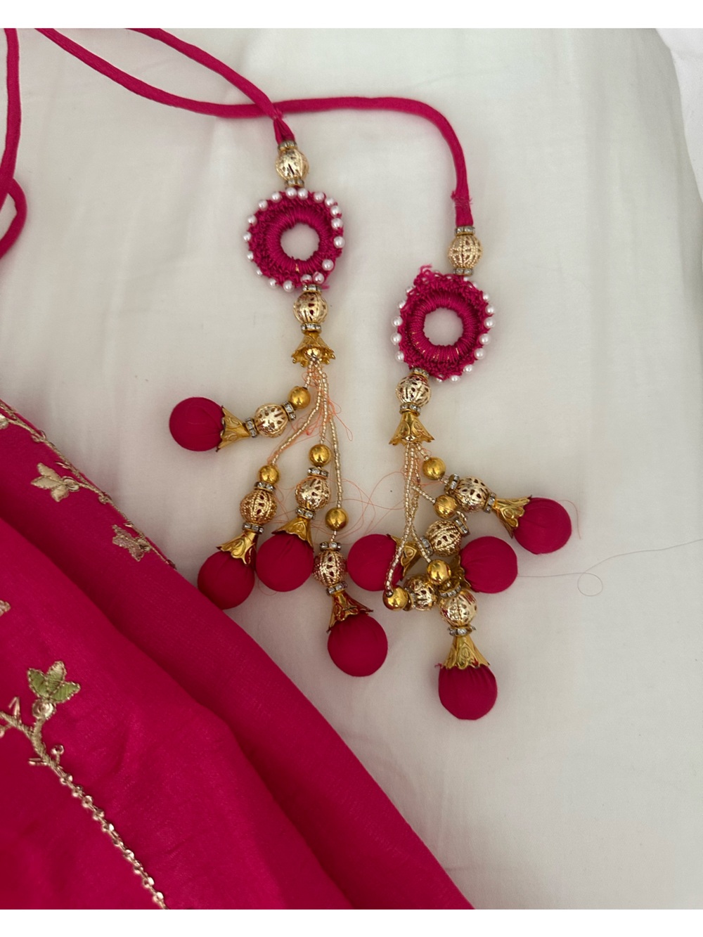 Fuchsia A-Line Embroidered Lehenga Skirt with Gold Detailing - Picture 11 of 16